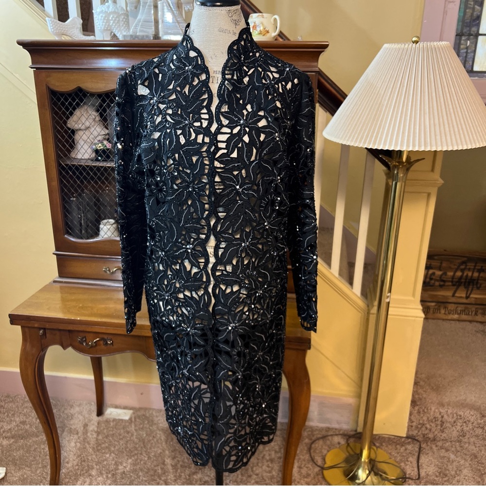 Max Nugus Vintage Haute Couture Laser Cut Hand Beaded Jacket in Mint Condition.